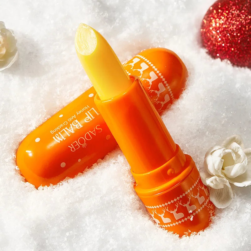 SADOER Christmas Honey Lip Balm Cherry Avocado Brightening Lips Balm Moisturizing Anti Cracking Hydrating Repair Lipstick