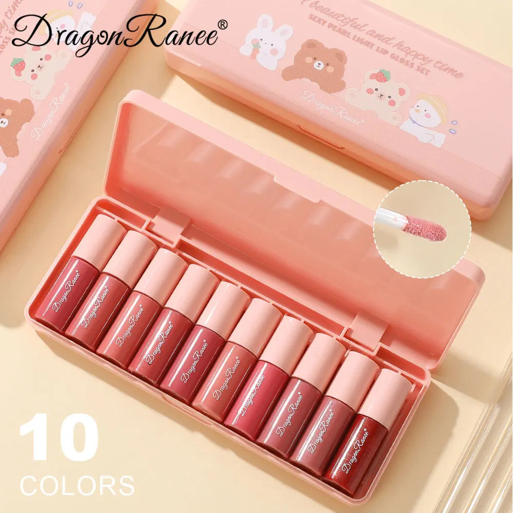 Twelve-Piece Lip Gloss Set, Water-Glossy Mirror Shimmer Lip Gloss, Moisturizing Lip Gloss, Non-Fading, Easy to Apply, Long-Lasting Makeup Effect Lip Gloss Set