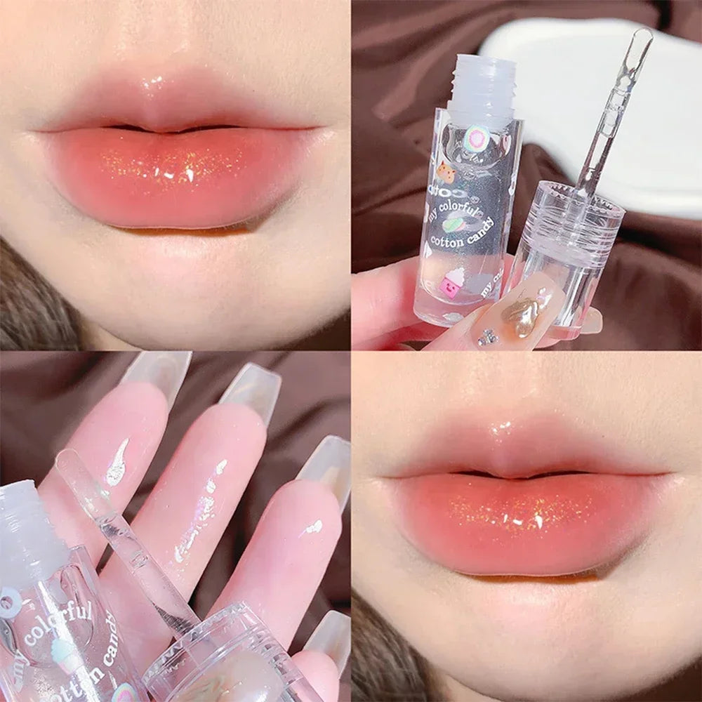 Mirror Water Glitter Lip Gloss Glossy Moisturizing Transparent Lip Oil Lasting Clear Primer Hydrating Plump Lipstick Makeup