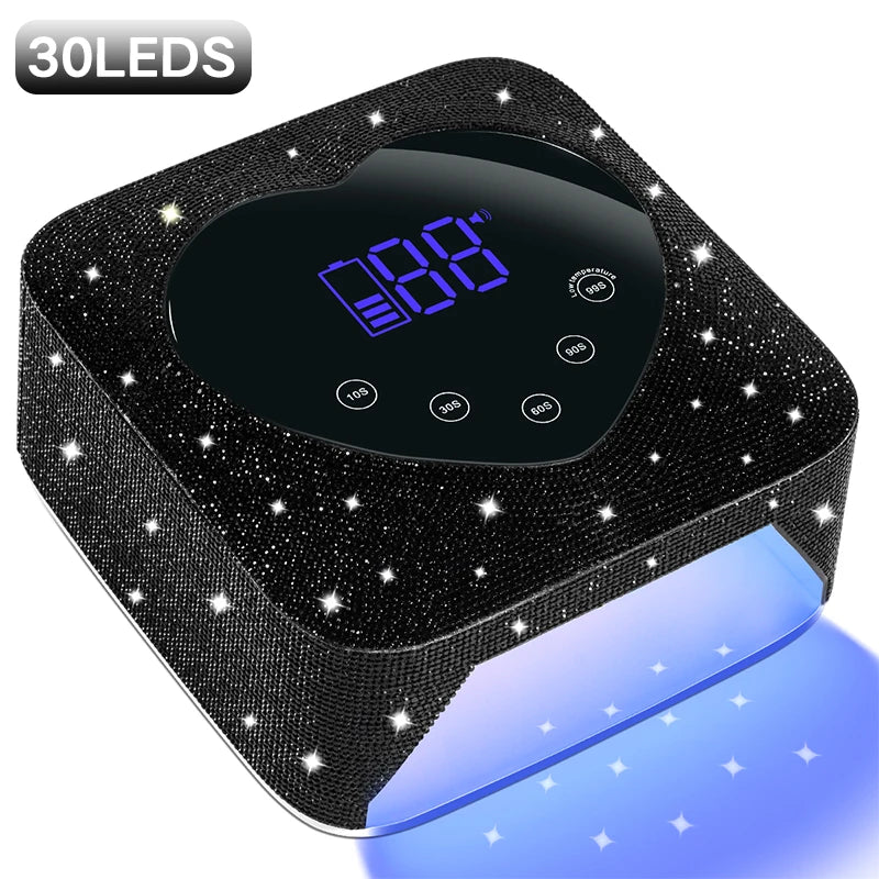 Rechargeable 72W UV LED Nail Lamp For Nails 30LEDS Wireless Gel Polish Curing Lamp With Large Screen Professional Nail Equipment