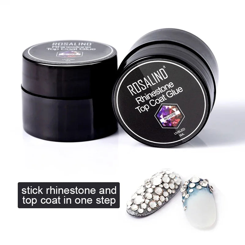 ROSALIND Glossy Matte Top Coat Nail Gel Polish Rhinestone Top Coat Glue Gel Varnishes Semi Permanent UV/LED Cure