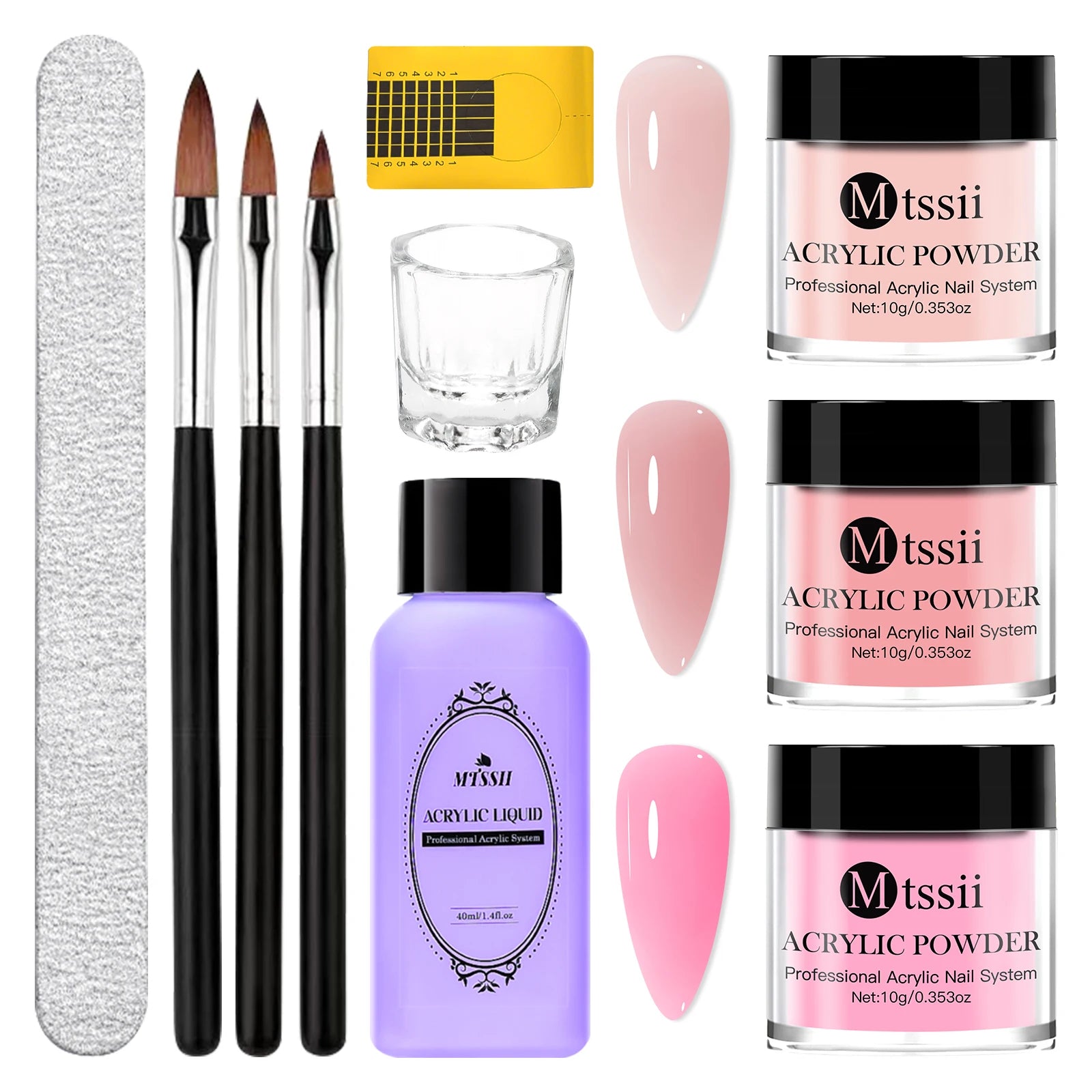8pc Acrylic Powder Nail System Set, Nude Pink, Monomer Liquid Set for Nails Extension, Carving Flower, Adheshing Decorations DIY