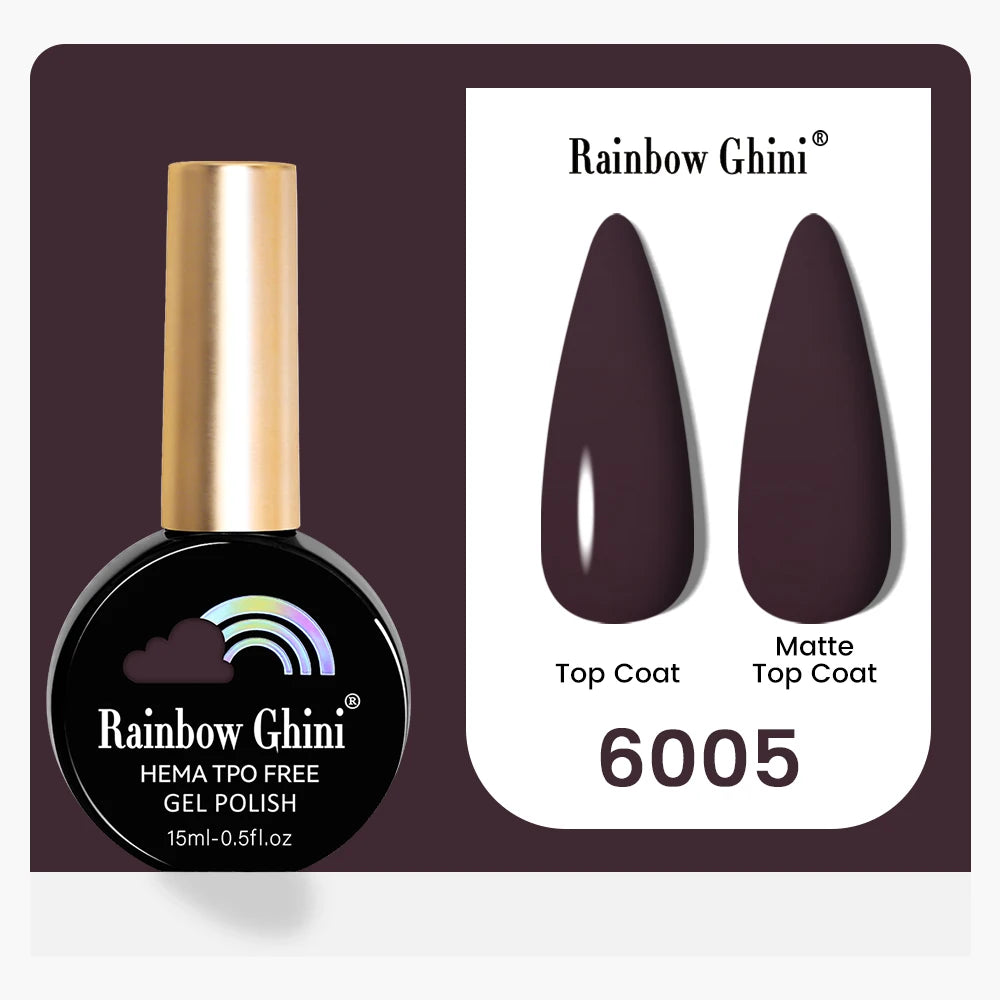 Rainbow Ghini 15ML 146 Colors Long-Lasting Colorful Gel Nail Polish Professional UV/LED Gel Polish Base Coat Matte Top Coat
