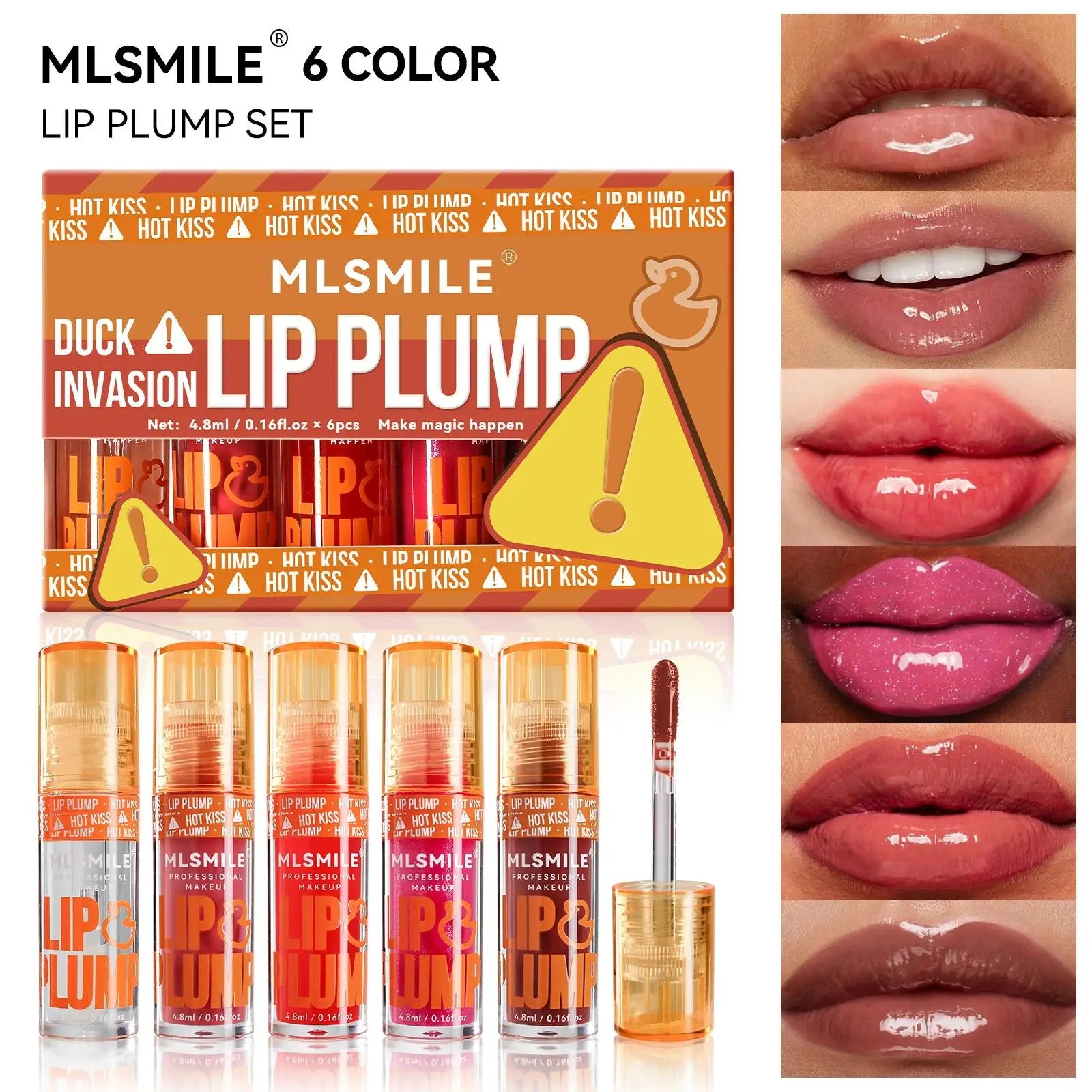 Lip Plumper Gloss Oil Moisturizing Mirror Finish Long Lasting Shine Fruit Scented Duck Mouth Liquid Lipstick Set