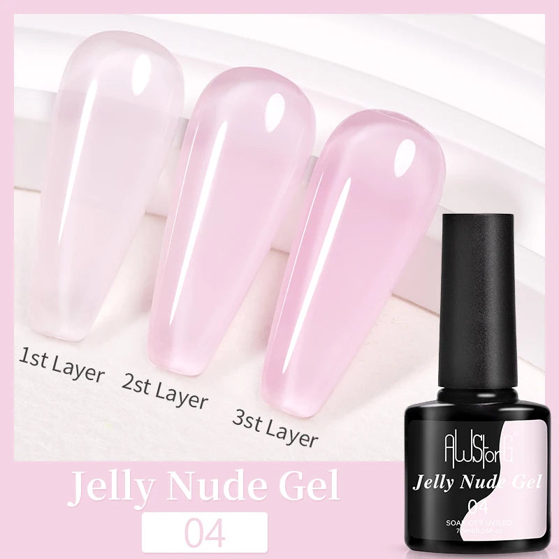 AWStorG Fiber Rubber Base Gel For Nails UV Gel Polish Semi Permanent Repair Fix Crack Nail Rubber Base Gel Strengthener 15ml