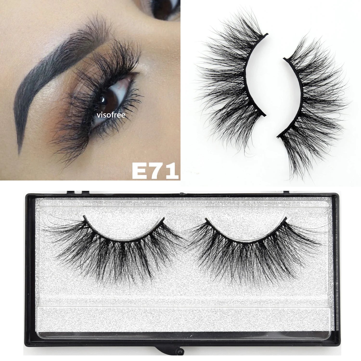 Visofree Eyelashes 3D Mink Lashes Soft Natural Handmade Cruelty Free Mink Eyelashes Lightweight Full Strip Cilios Posticos D23