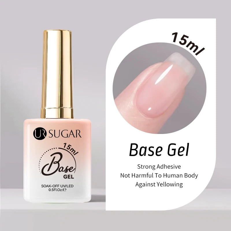 UR SUGAR 15ml No Wipe Top Base Gel Nail Gel Polish Matte Top Coat Enhancer Varnish Semi Permanent Soak Off UV LED Nail Art