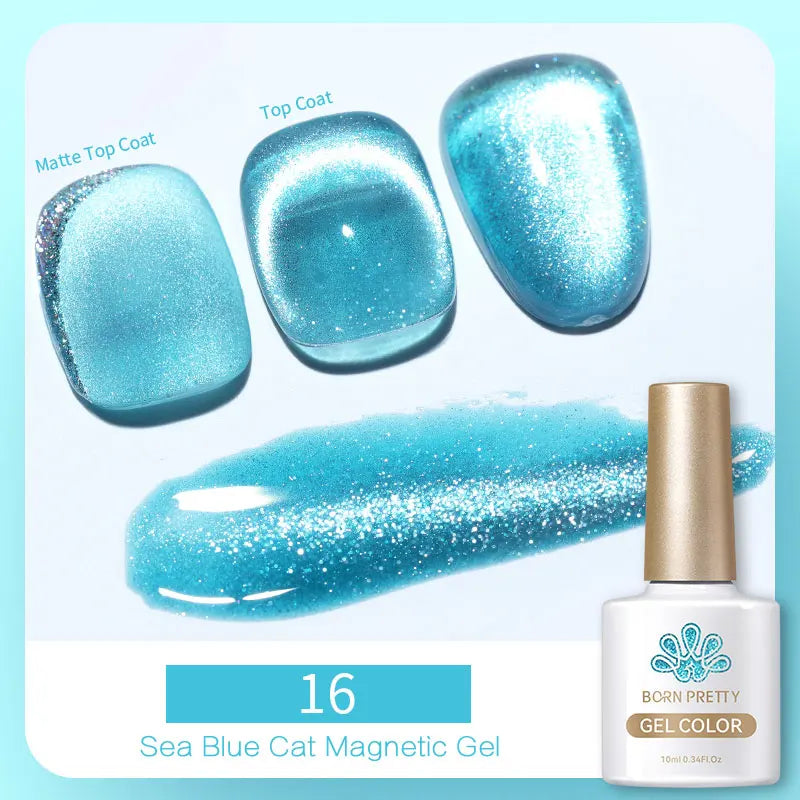 BORN PRETTY 10ml Black Glass Cat Magnetic Gel Nail Polish Silver Gold Glitter Semi Permanent Soak Off UV LED Gel Varnish