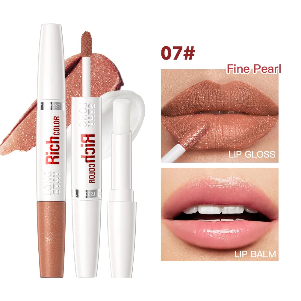 8 Colors Matte Liquid Lipstick Lipgloss Waterproof Double Head Lip Balm Anti-Cracking Moisturizing Makeup Plumper Lip Cosmetics