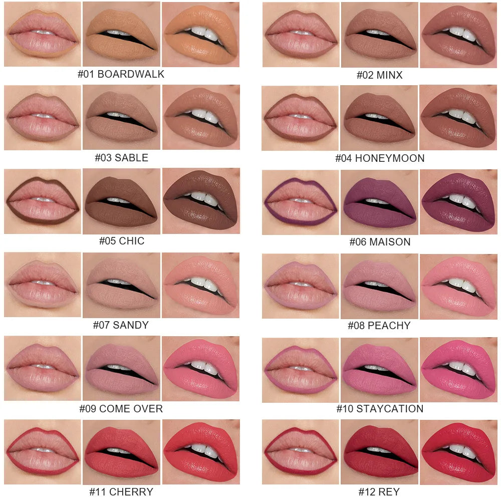 Lipstick with Lip Liner 2-1 Vegan Dual End Two Sides Matte Lipsticks Moist Combined Cosmetic Set