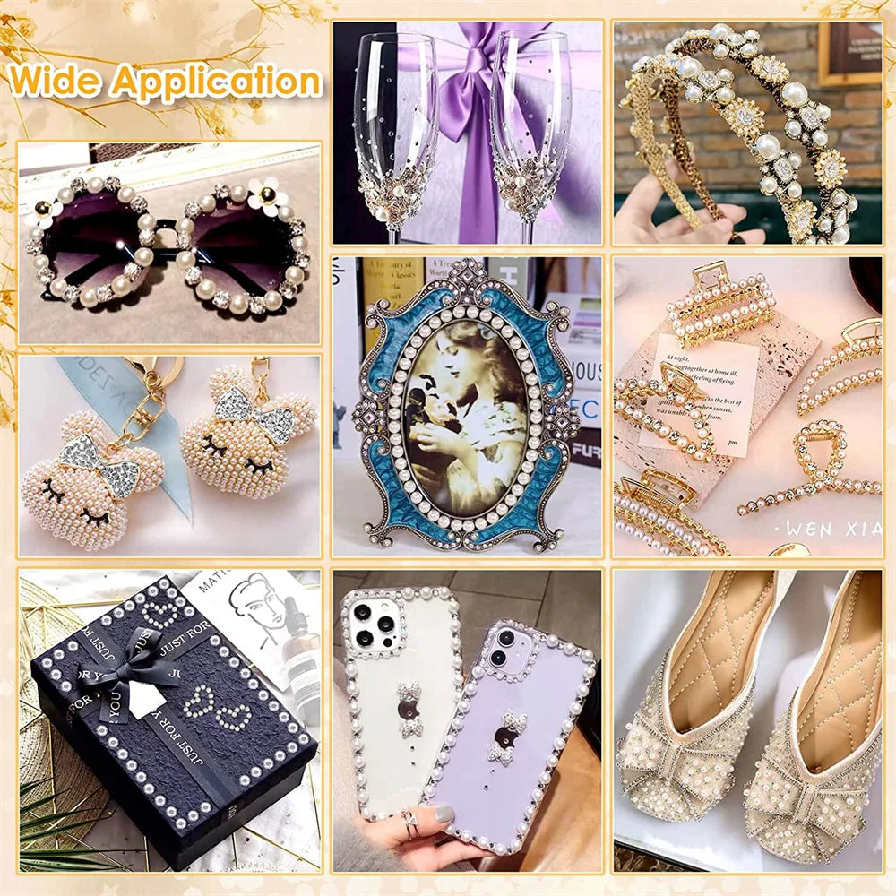 991-1982pcs Self Adhesive Pearls Rhinestones Stickers 6 Sizes Stick on Face Hair Ear 3D Jewels Gems Kids Scrapbooking DIY Toys