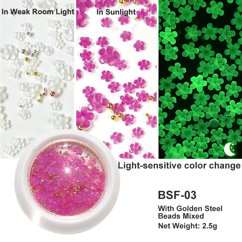 White Acrylic Flower Nail Art Decorations Mixed Size Rhinestones Red Blue Gem Manicure Tools Accessories DIY Nails Design 5g