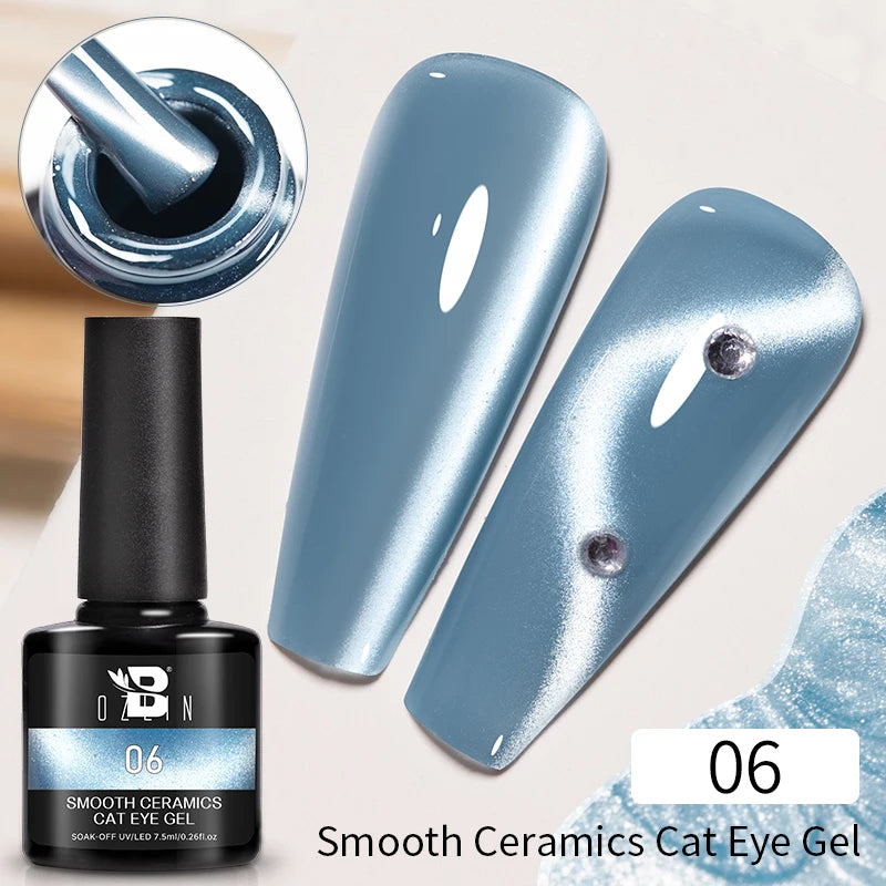 AWStorG 7.5ML Golden Gradient Cat Eye Magnetic Gel Sparkling Glitter Nail Polish Semi Permanent UV Nail Art No Need Base Color