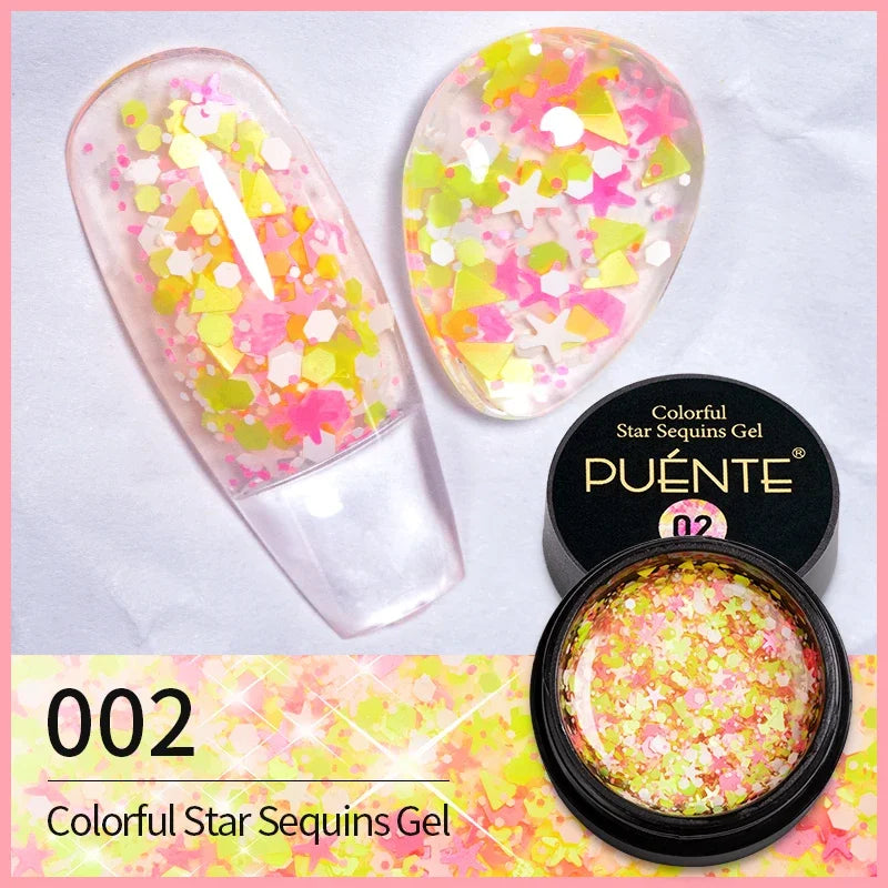 PUENTE Sparkle Platinum Gel Nail Polish 5ML Shiny Gold Silver Glitter Painting Gel Drawing Semi Permanent Varnish For Manicure