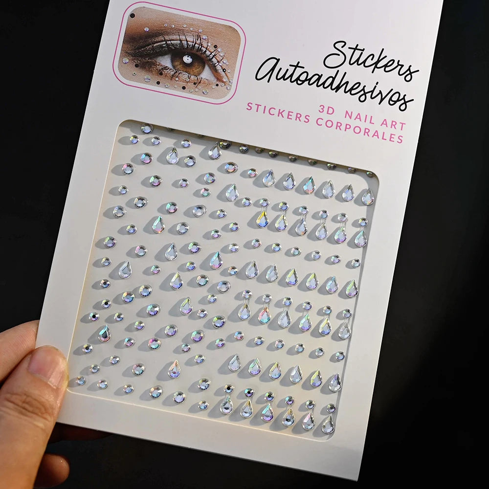 New 3/4/5mm 900pcs Pearl Face Gem Stickers Shining Glittle Self Adhesive Waterproof Rhinestone Stickers Party Wedding Makeup