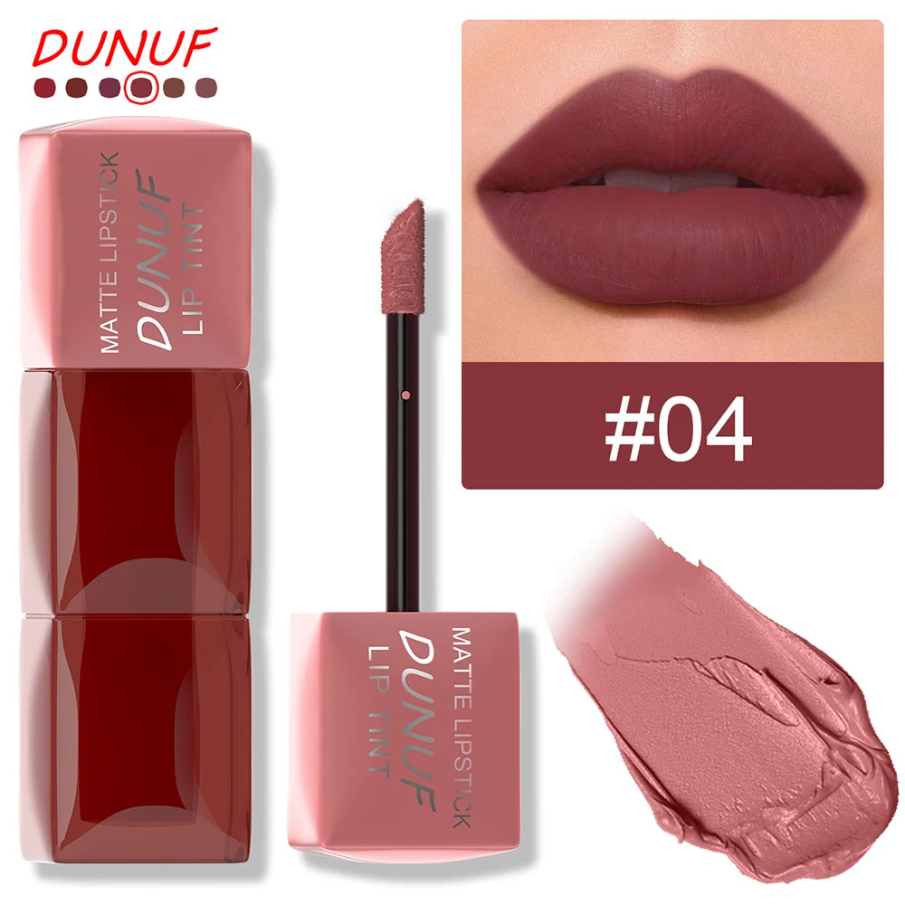 DUNUF 1pcs Liquid Matte Lipstick Velvet Matte Women'S Makeup Long-lasting Waterproof Non-stick Cup Non-fade Lip Gloss