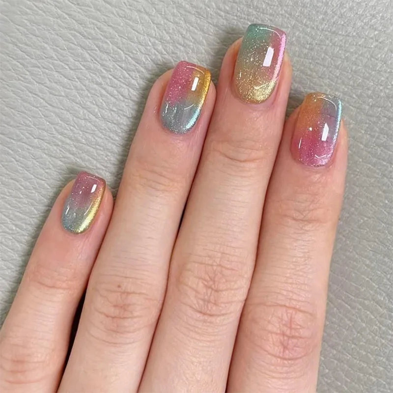 24pcs Detachable Short Press on Nails Y2k rhinestone False Nails with Glue Ballet Sweet Cool Girls Artificial False Nails Tips