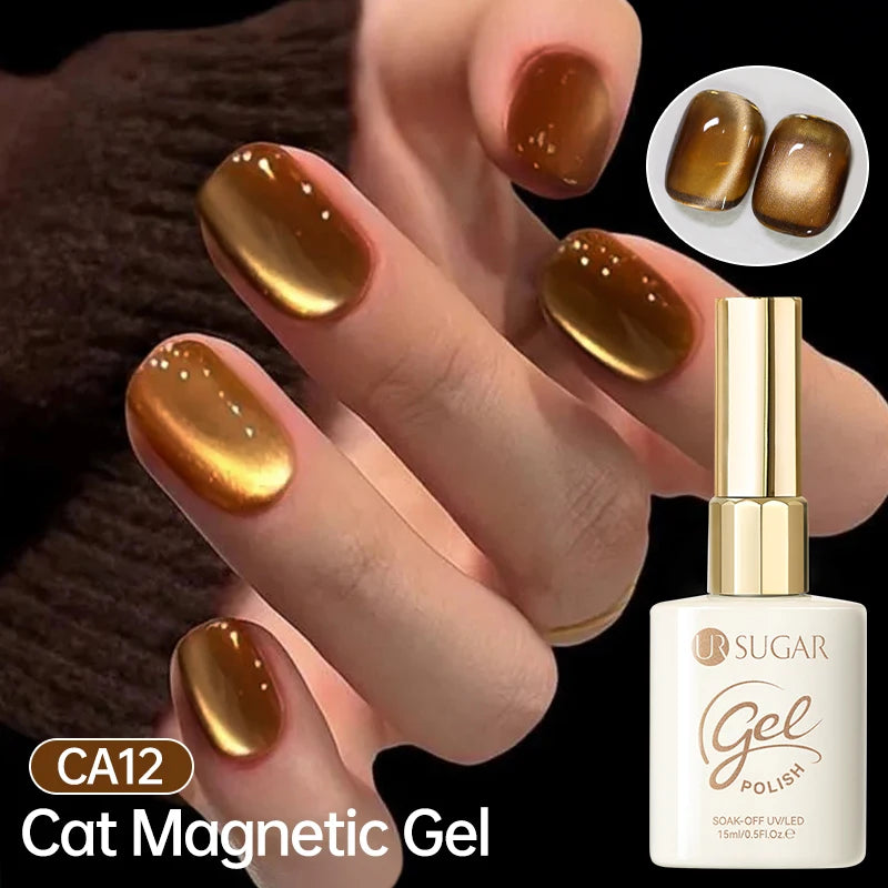 UR SUGAR 15ml Jelly Pink Cat Magnetic Gel Nail Polish Glitter ICE Soak Off Ceramic UV Gel Semi-permanent Nail Supplies Manicure