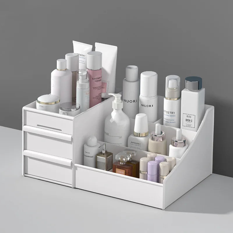 Dressing Table Organizer Makeup Storage Box Dormitory Finishing Plastic Shelf Cosmetics Skin Care Table Drawer Makeup Organizer