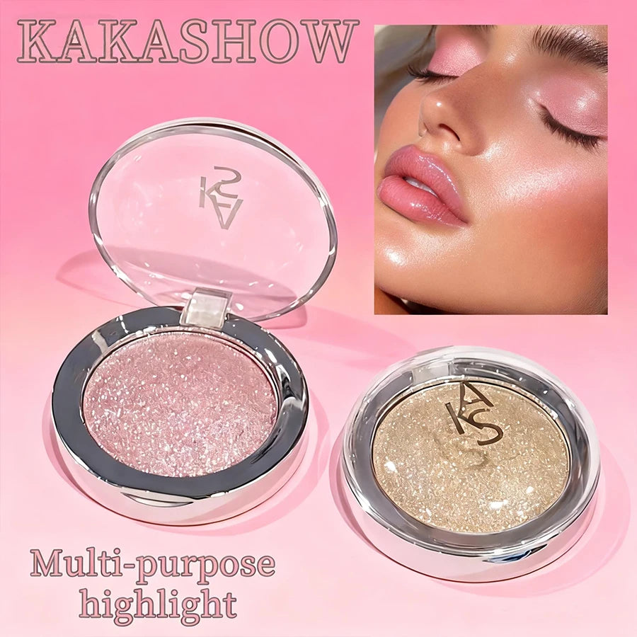 Kakashow Highlighting Cream with Pearl Shine, Fine Glitter, Long-Lasting, Non-Smudging, Eye and Face Brightening, Single Color Highlighting Cream Cosmetics, Valentine's Day Gift