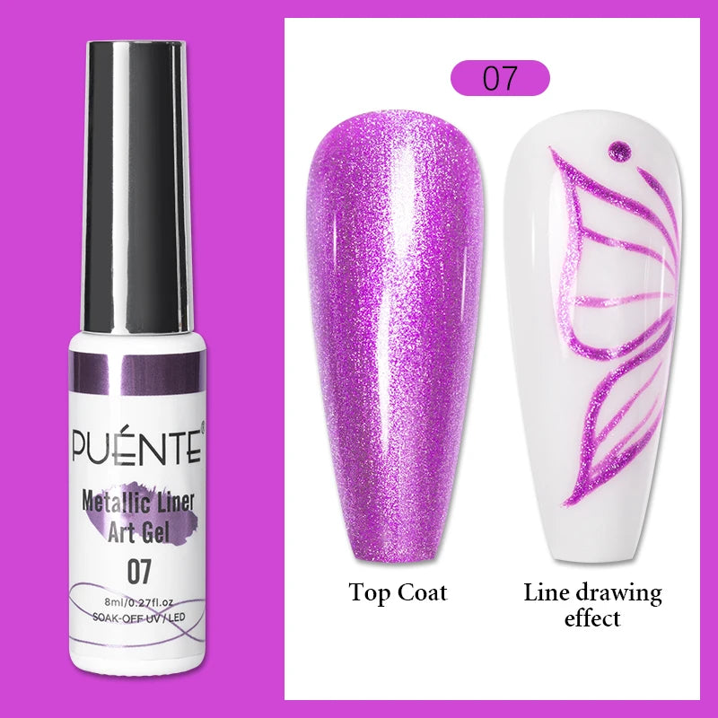 8ML Christmas Sparkling Reflective Diamond Glitter Liner Gel Nail Polish Soak Off UV Semi-Permanent Nail Art Varnish Manicure