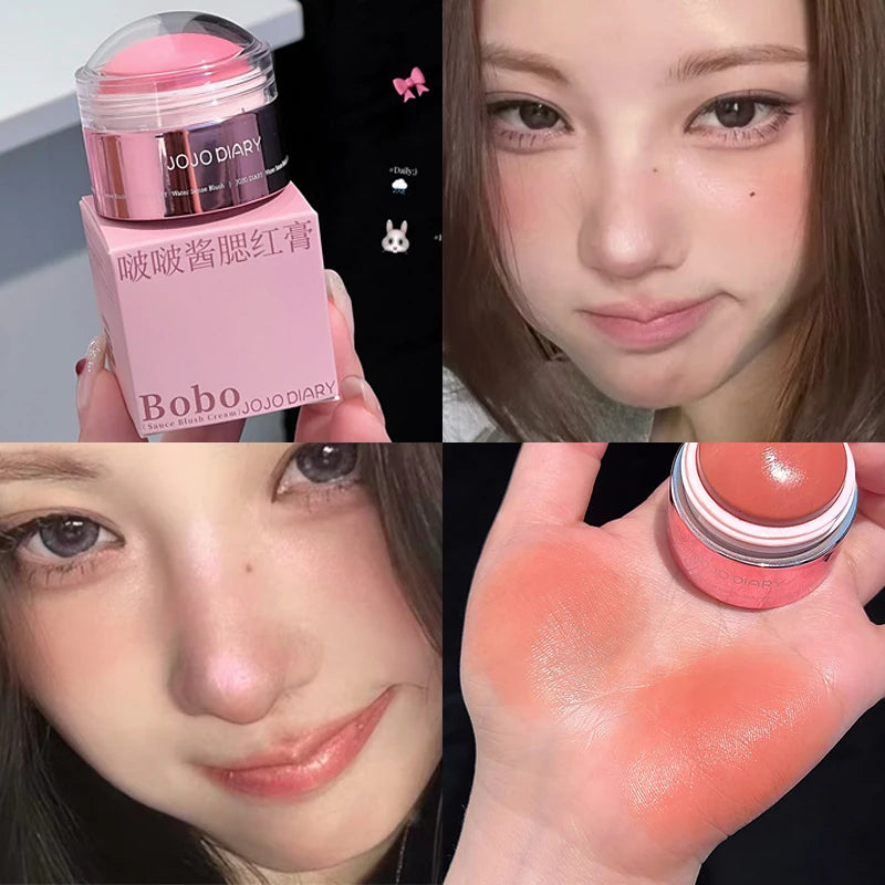 Matte Nude Apricot Blusher Cream Brighten Face Rouge Contouring Makeup Natural Mousse Blush Mud Peach Cream Cheek Tint Cosmetics