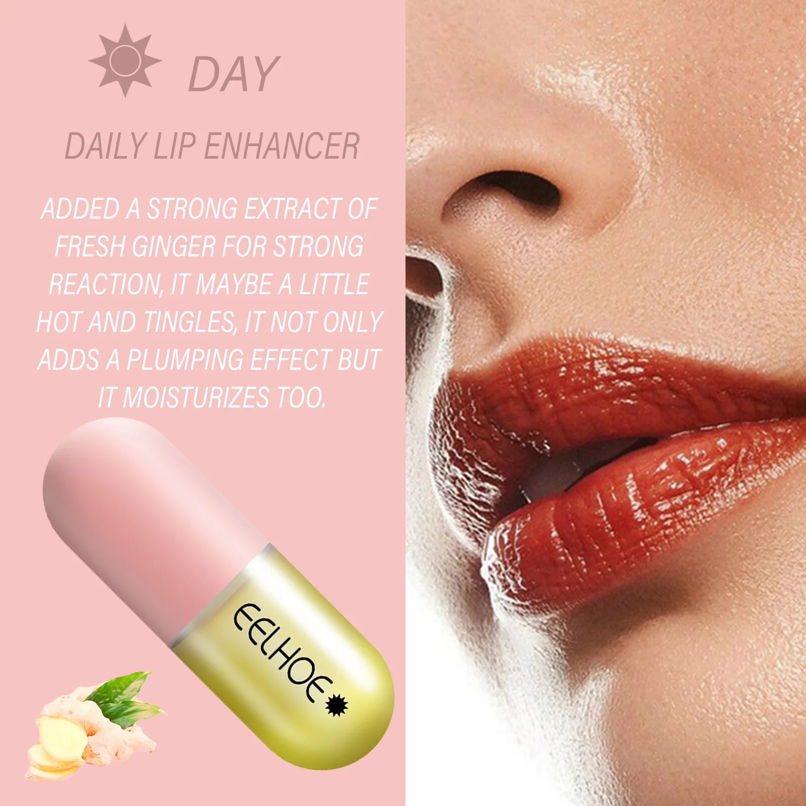 EELHOE Lip Plumper Set Plump Lips Increasing Elasticity Long-lasting Moisturizing Reduce Fine Line Brighting Sexier Lip Capsules