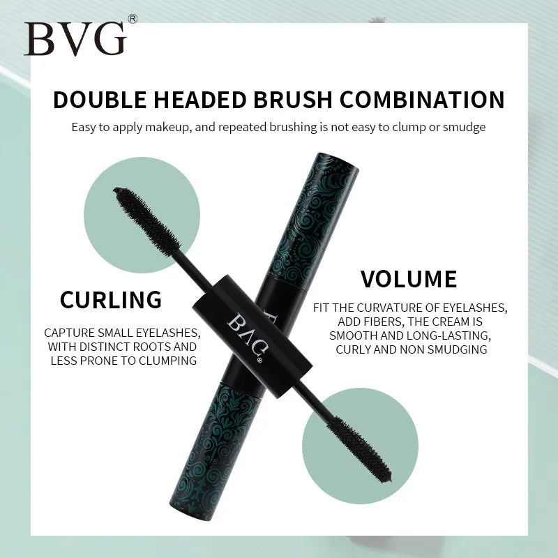 2 IN 1 Mascara Eyelashes Extension Lengthens Waterproof Volume Long Lasting Black Silk Fiber Mascara Female Makeup Cosmetic