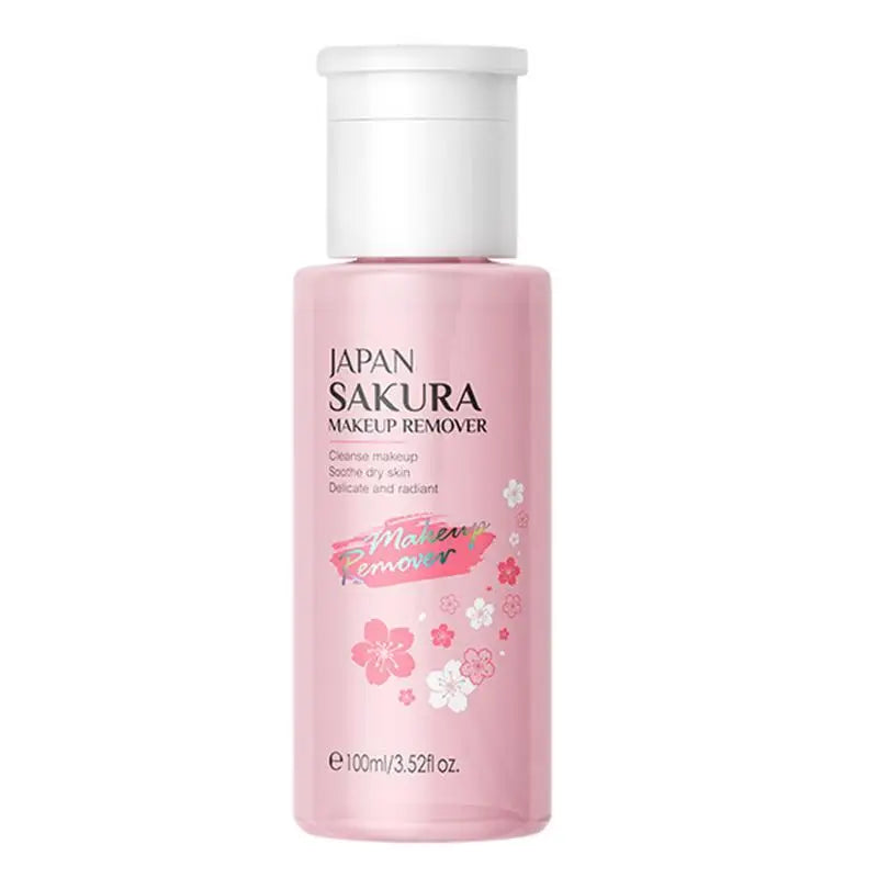 Liquid Makeup Remover 3 in 1 Sakura Facial Cleanser & Makeup Remover Gentle Exfoliation for Eye Lip & Face Makeup Gentle