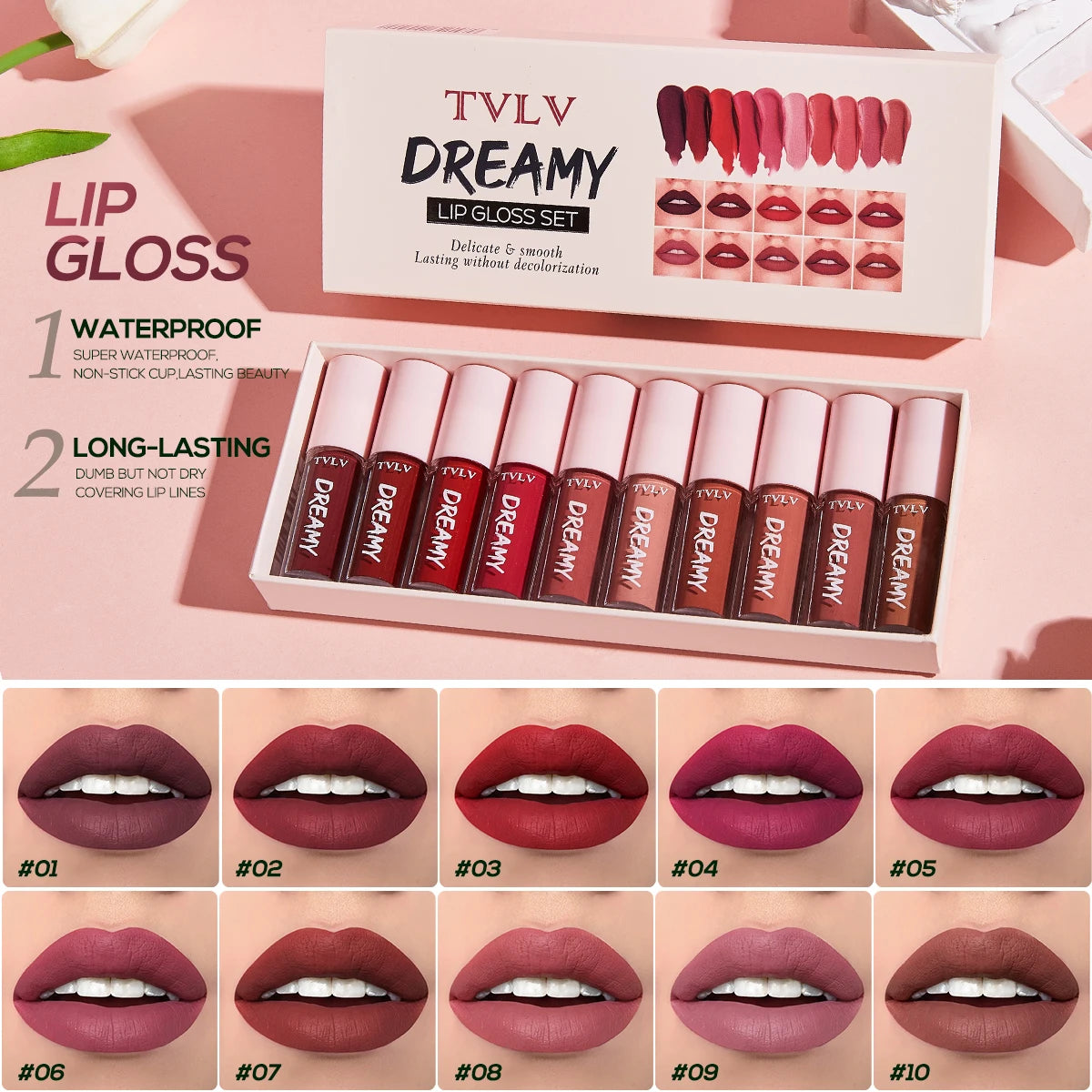 10 Color Mouth Red Lip Glaze Makeup Set, Exquisite, Practical, Comfortable, Portable, Easy To Apply Makeup Set Christmas gift