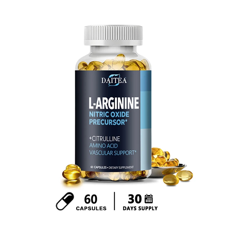 Daitea L-Arginine Supplement - For energy, strength and endurance support during exercise | Muscle Mass, Non-GMO