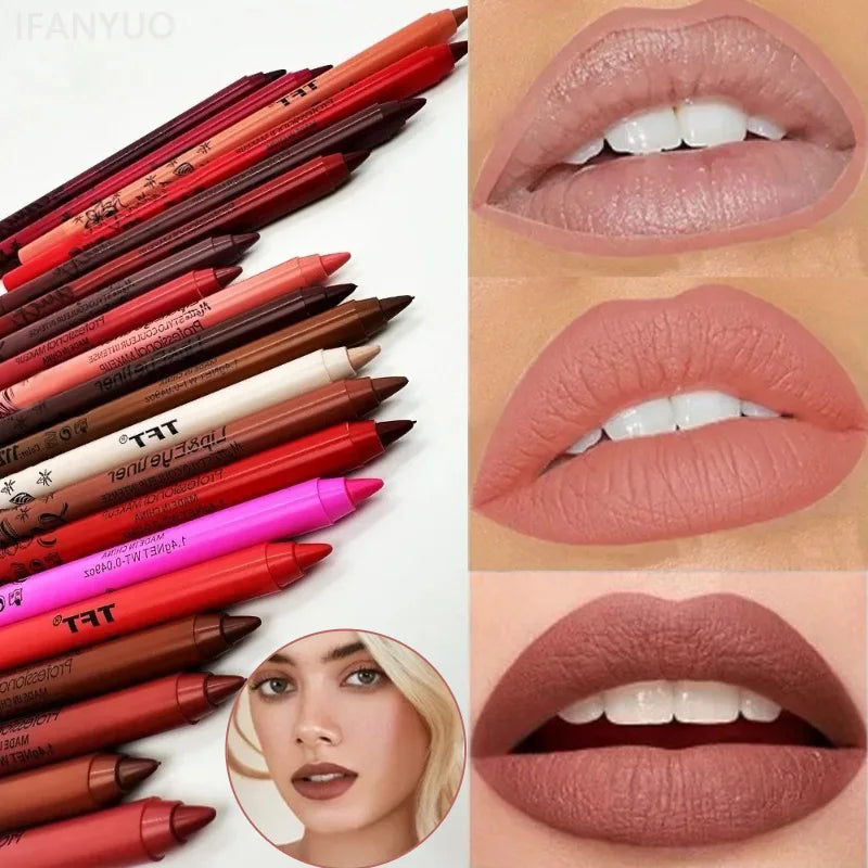 20 Color Matte Lip Liner Outline Lipstick Pen Long-lasting Waterproof Lip Tint Pencil Makeup Lip Contouring Pen Woman Cosmetic