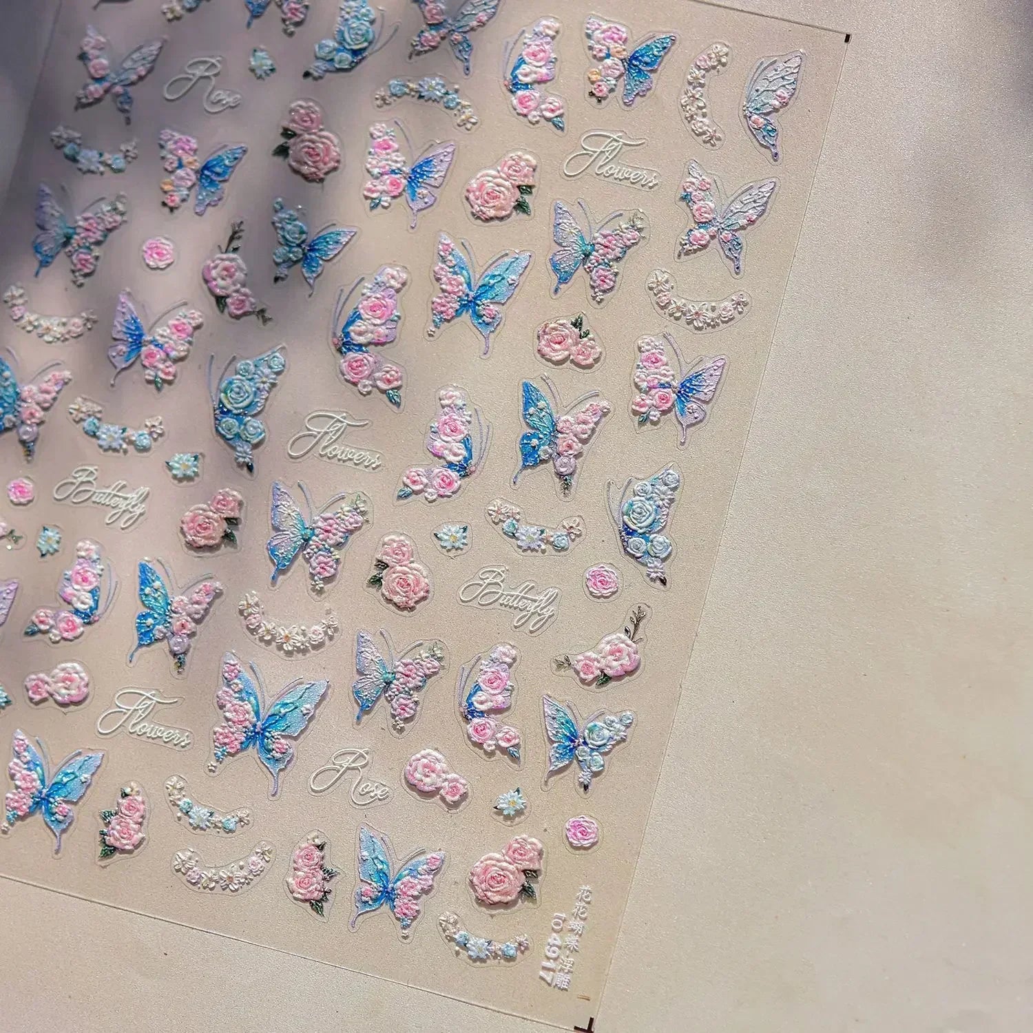 Shiny Jelly Butterfly Charming Golden Gradient Bowknot 5D Self Adhesive Nail Art Sticker Flower Petal Rhinestone Manicure Decals