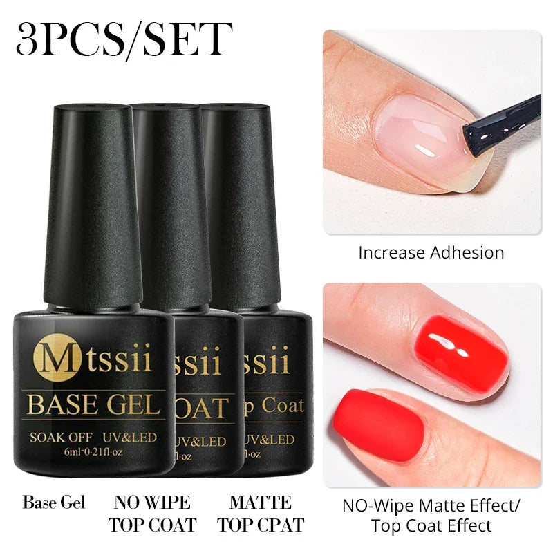 MTSSII 6PCS/Set Sparkly Red Roes Red Gel Nail Polish Shinning Nail Art LED UV Gel Varnish Nail Supplies Manicure Kit for Nails