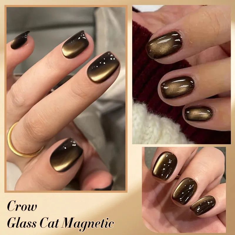 BORN PRETTY 10ml Black Glass Cat Magnetic Gel Nail Polish Silver Gold Glitter Semi Permanent Soak Off UV LED Gel Varnish