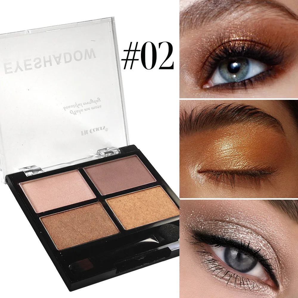 4Color Eyeshadow Palette Gray Black Smoky Makeup Matte Pearlescent Silkworm Brightening Base Eyes Primer Powder With Application