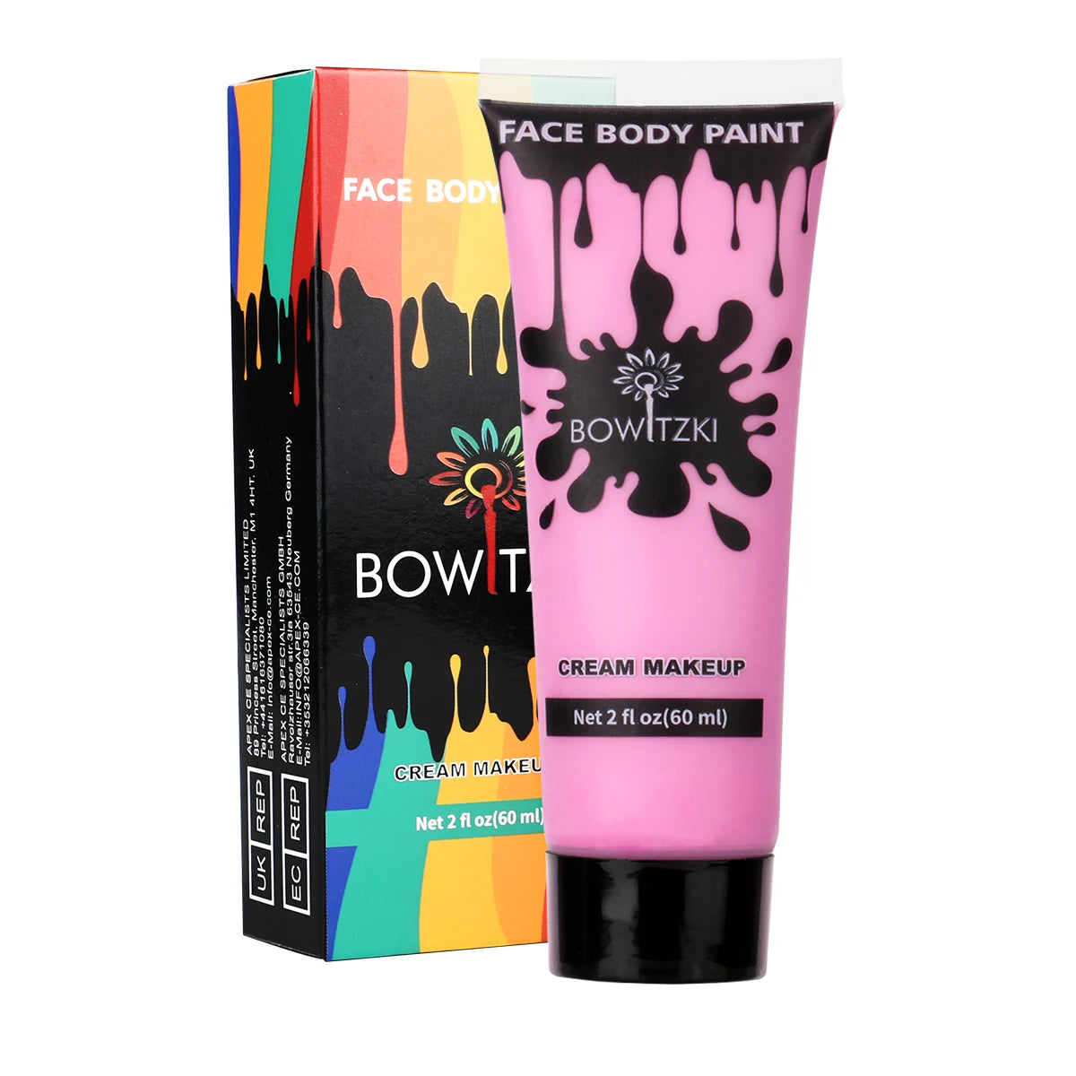 Bowitzki Face and Body Paint 2oz Cream Makeup 60ml Water Based Face Painting Special Effects For Adults Children Kids Halloween