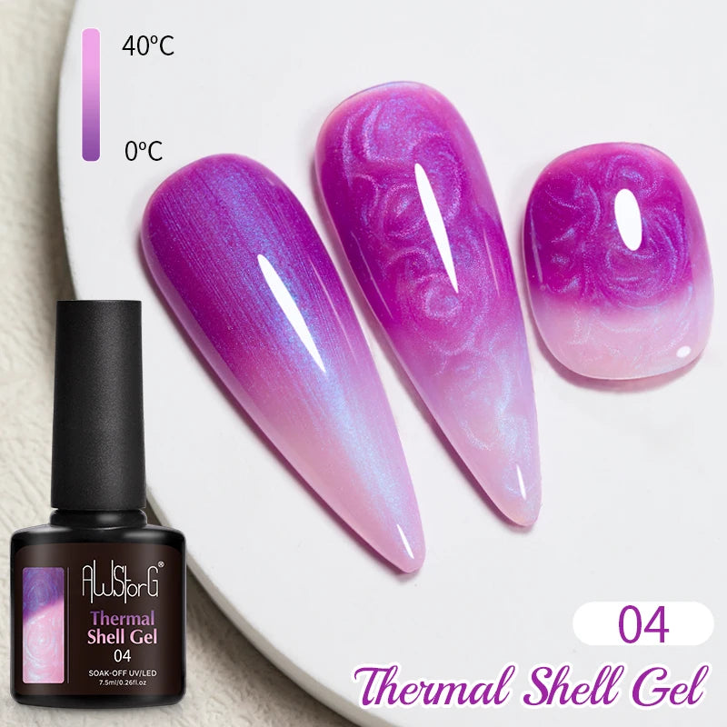 AWStorG 7.5ML Golden Gradient Cat Eye Magnetic Gel Sparkling Glitter Nail Polish Semi Permanent UV Nail Art No Need Base Color
