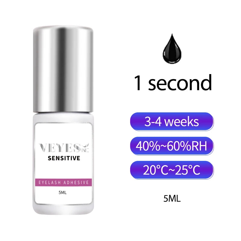 VEYES INC Eyelash Extension Glue 0.5-1 Sec Drying (0.17fl.oz / 5ml) Up to 8 Weeks Retention Adhesive Salon Use for Lash Tech