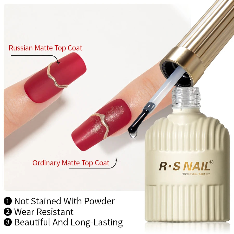 RS NAIL Russian Matte Top Coat Gel Nail Polish 10g Frosted Non Stick Powder Mat Top Coat Nail Art LED UV Semi Permanent Seal Gel