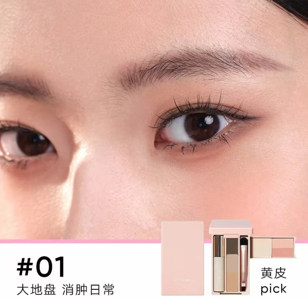 Judydoll Eyebrow Palette All-in-One Portable Powder Travel Makeup Set MultiFunction Mascara Blush Contouring