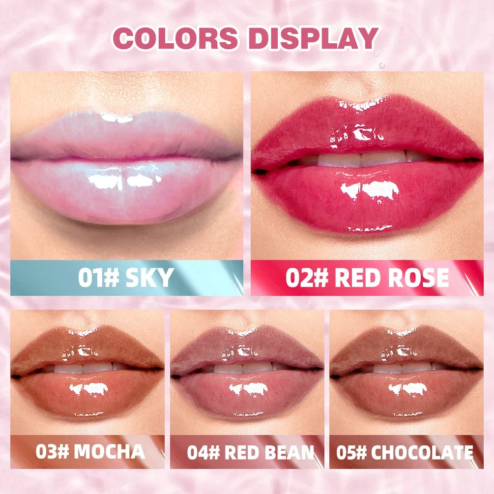 QIBEST Mirror Pearl Lip Gloss Long Lasting Moisturizing Lipstick Shine Glitter Lip Glaze Women Non Stick Cup Lip Tint Cosmetics