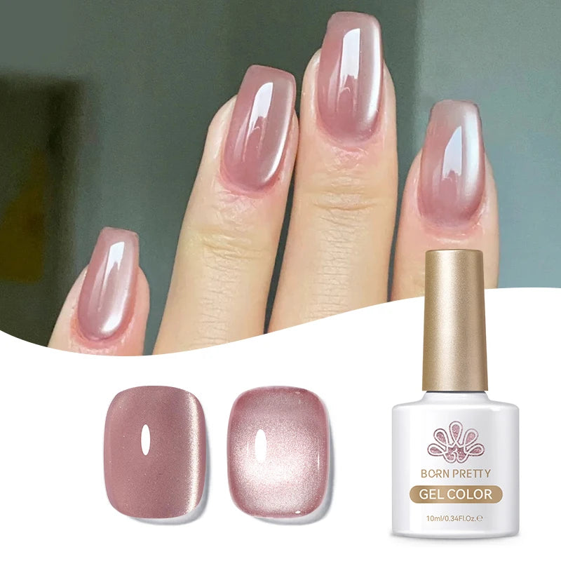 BORN PRETTY 10ml/15ml Guava Green Cat Magnetic Gel Shine Glitter Semi Permanent Soak Off UV Varnish Nail Supplies