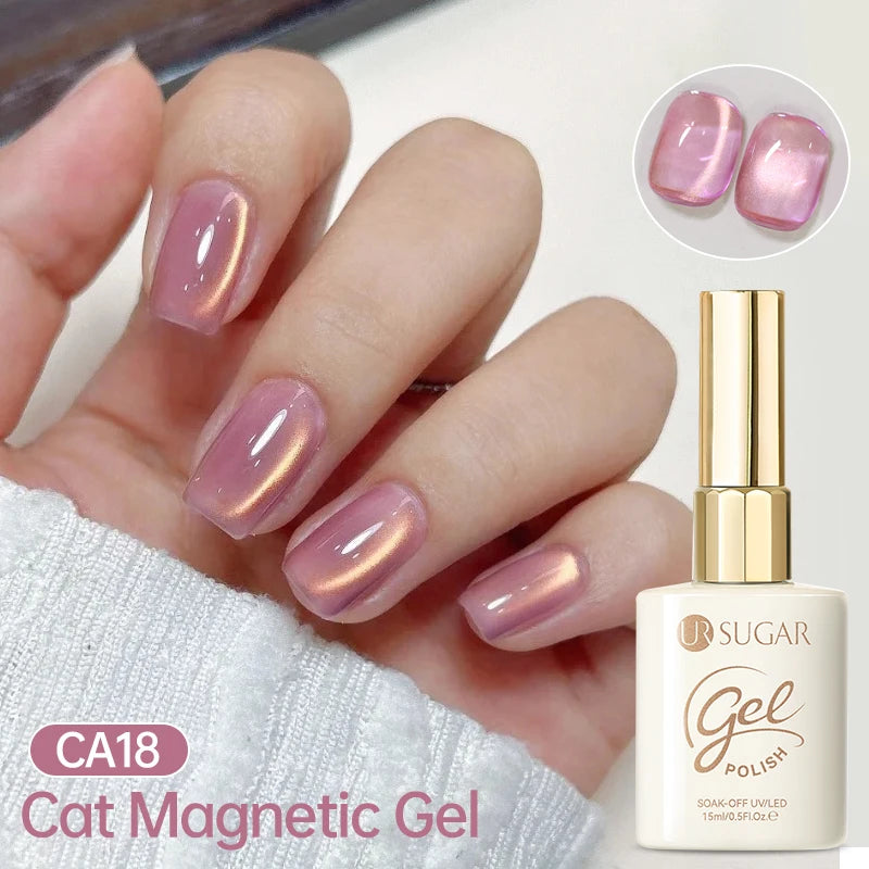 UR SUGAR 15ml Jelly Pink Cat Magnetic Gel Nail Polish Glitter ICE Soak Off Ceramic UV Gel Semi-permanent Nail Supplies Manicure