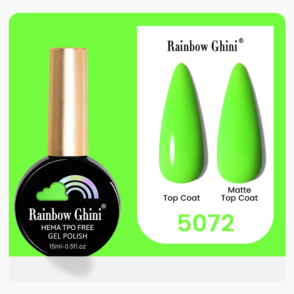 Rainbow Ghini 15ML 146 Colors Long-Lasting Colorful Gel Nail Polish Professional UV/LED Gel Polish Base Coat Matte Top Coat