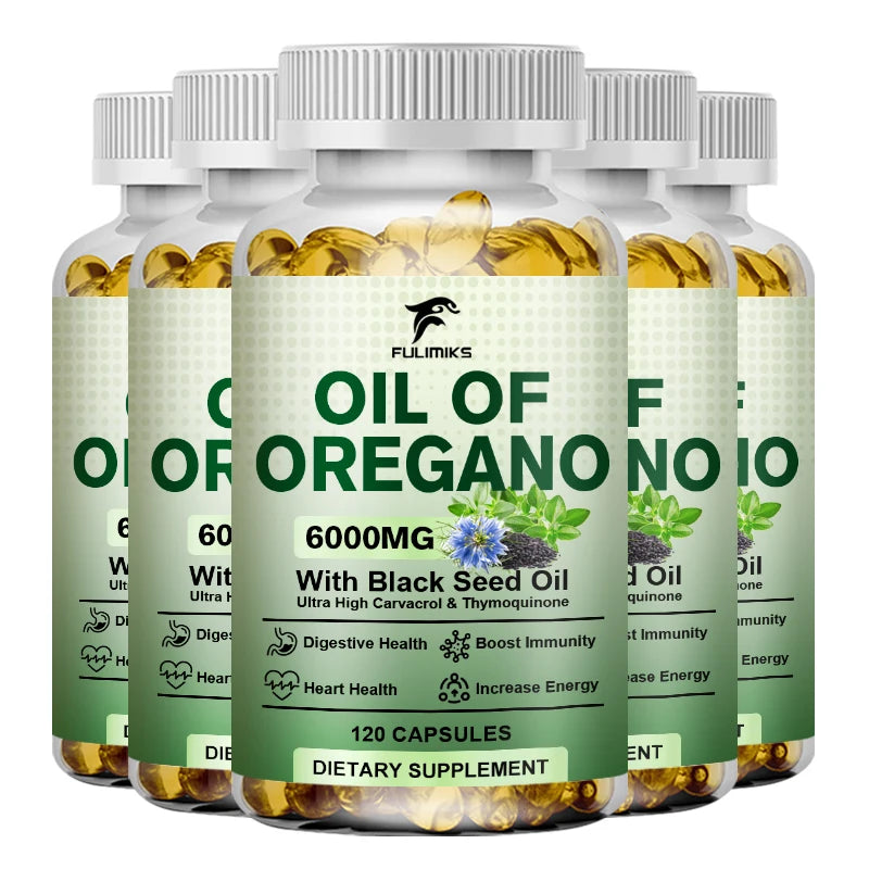 Oil of Oregano Softgels – Organic Oregano Oil Capsules with Black Seed Oil, Immune & Digestive Support, Antioxidant Support