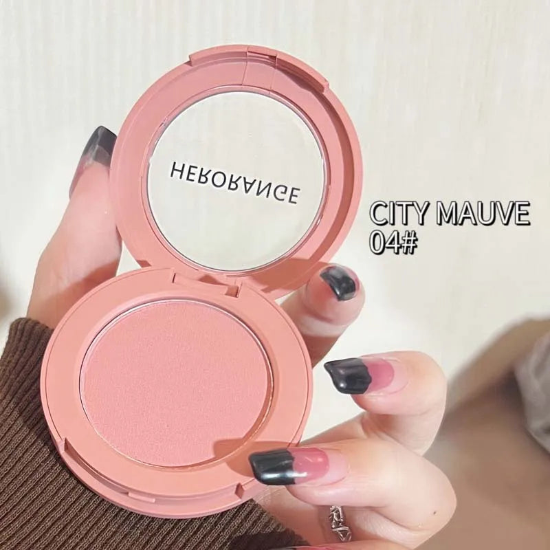 HERORANGE Monokrom Serbuk Blush Waterproof, Long-lasting, Peach-orange Soft Matte Natural Blush Rouge