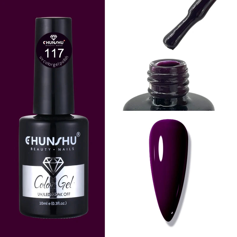 CHUNSHU 10ml Gel Nail Polish Soak Off Semi-Permanent Varnish Professional Salon UV LED Nails Art Gel No Smell All Seasons Colors