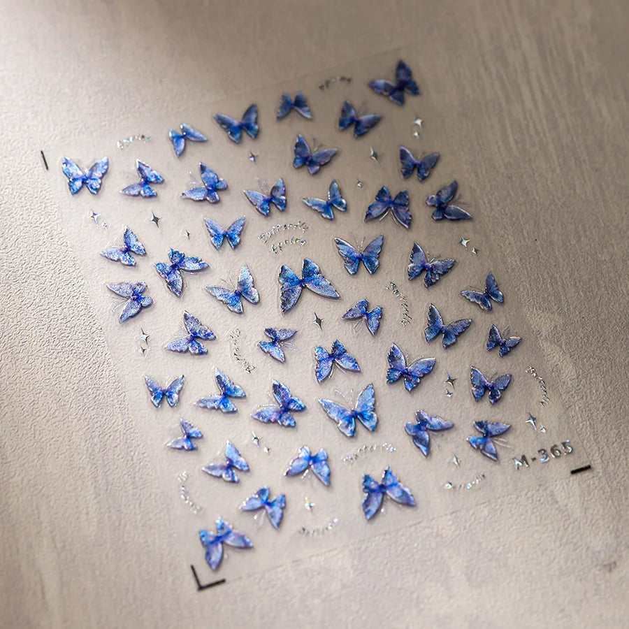 1pcs 5D Rhinestones Butterfly Nail Stickers Kawaii AB Shiny Butterfly Adhesive Nail Art Decorations Decal Design Manicure Tools