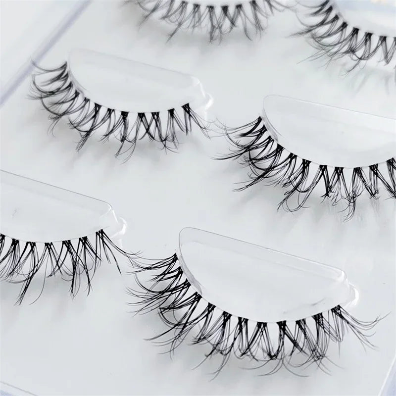 NEW 3Pairs 5d Mink Lashes 3D Mink Eyelashes Invisible Band Natural Black Mink False Eyelash Full Strip cilios posticos Reusable